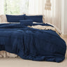 Navy Blue Queen Comforter Set - 4 Pieces Pinch Pleat Bed Set