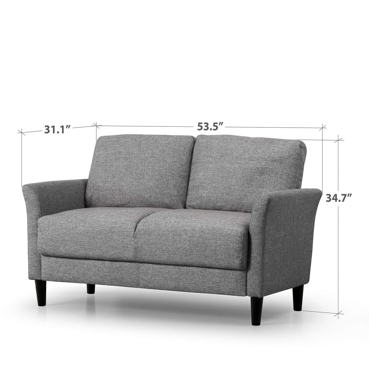 Jackie Loveseat Sofa / Easy, Tool-Free Assembly, Soft Grey