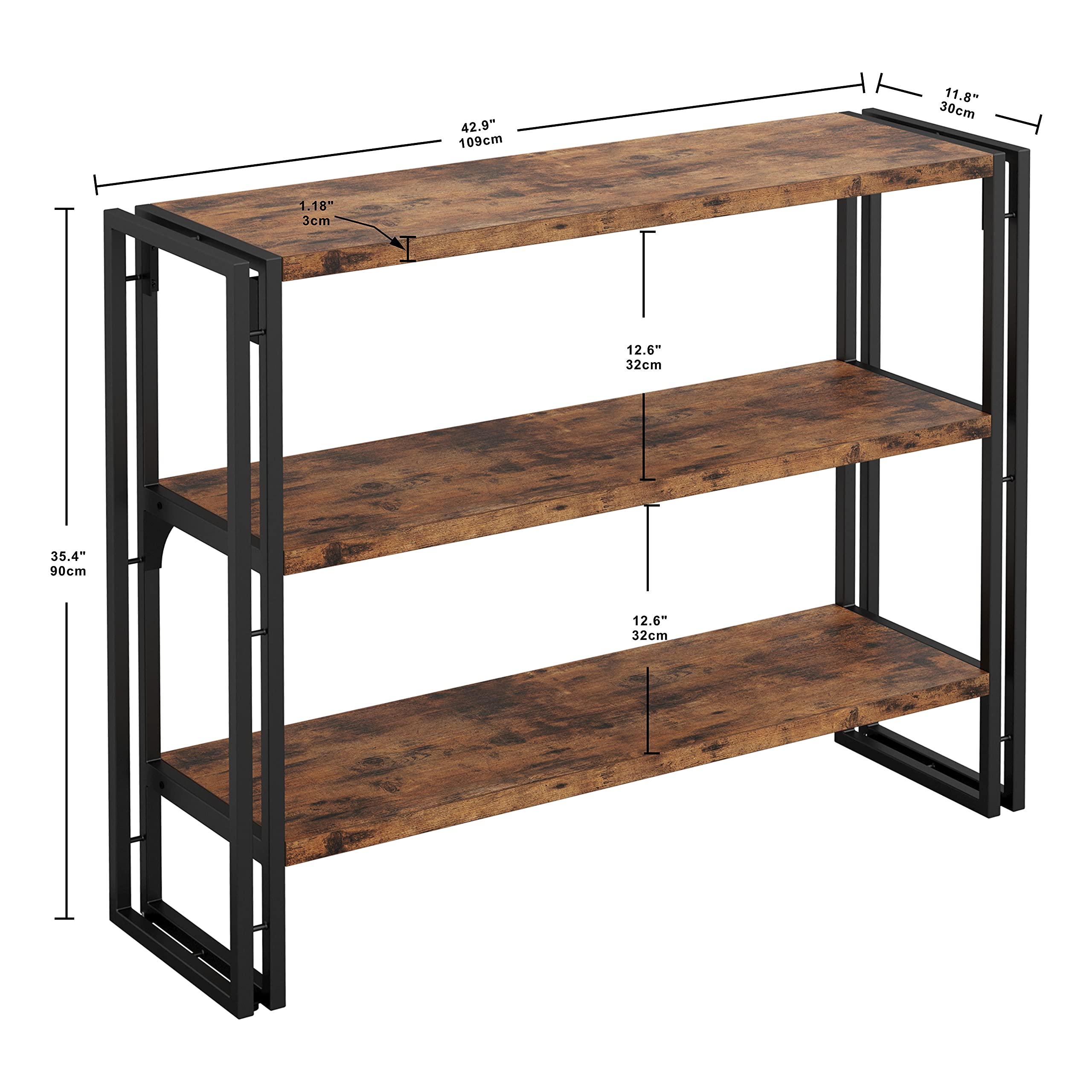 Wood Storage Shelf with Metal Frame