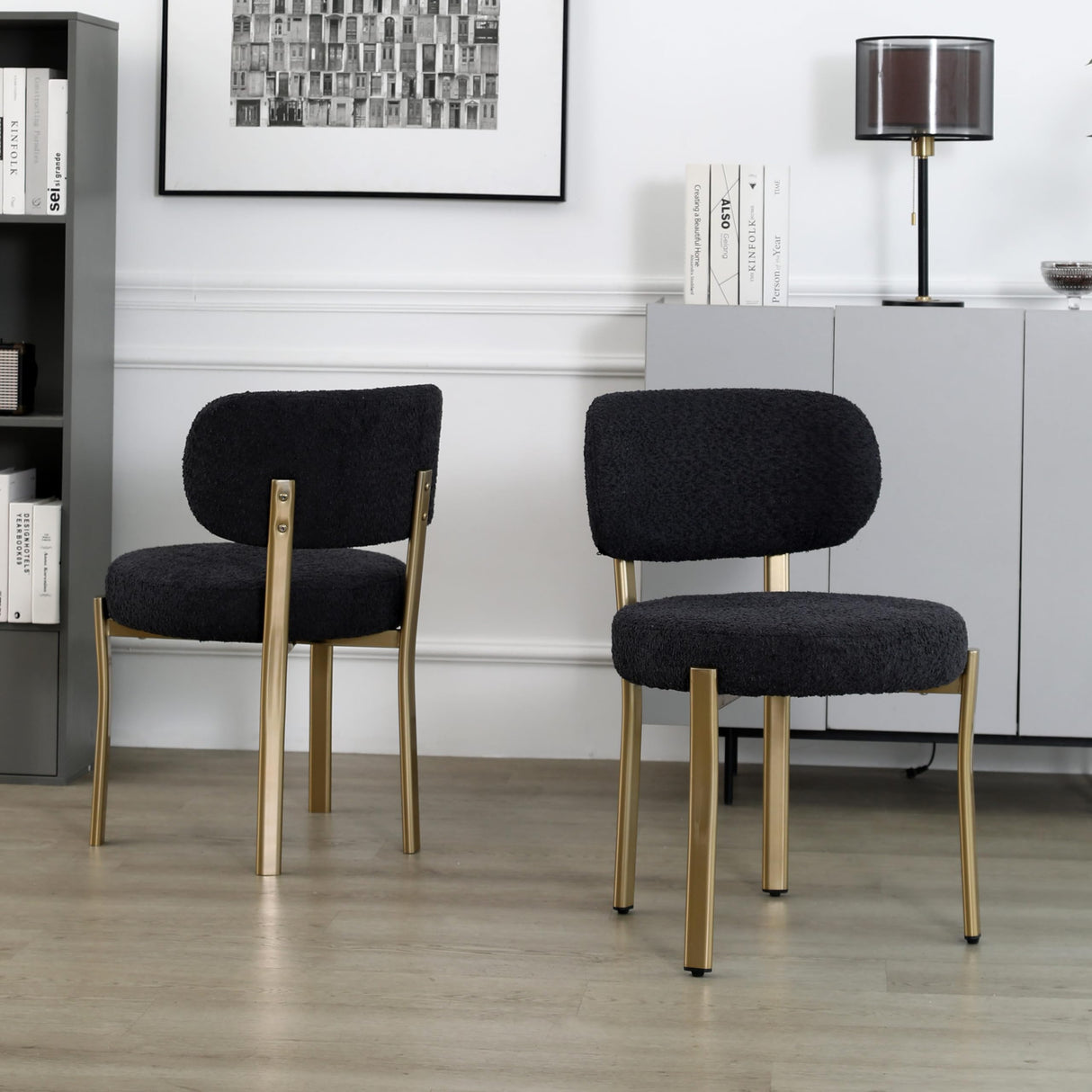 Black Dining Chairs Set of 2, Upholstered Modern Dining Room Chairs