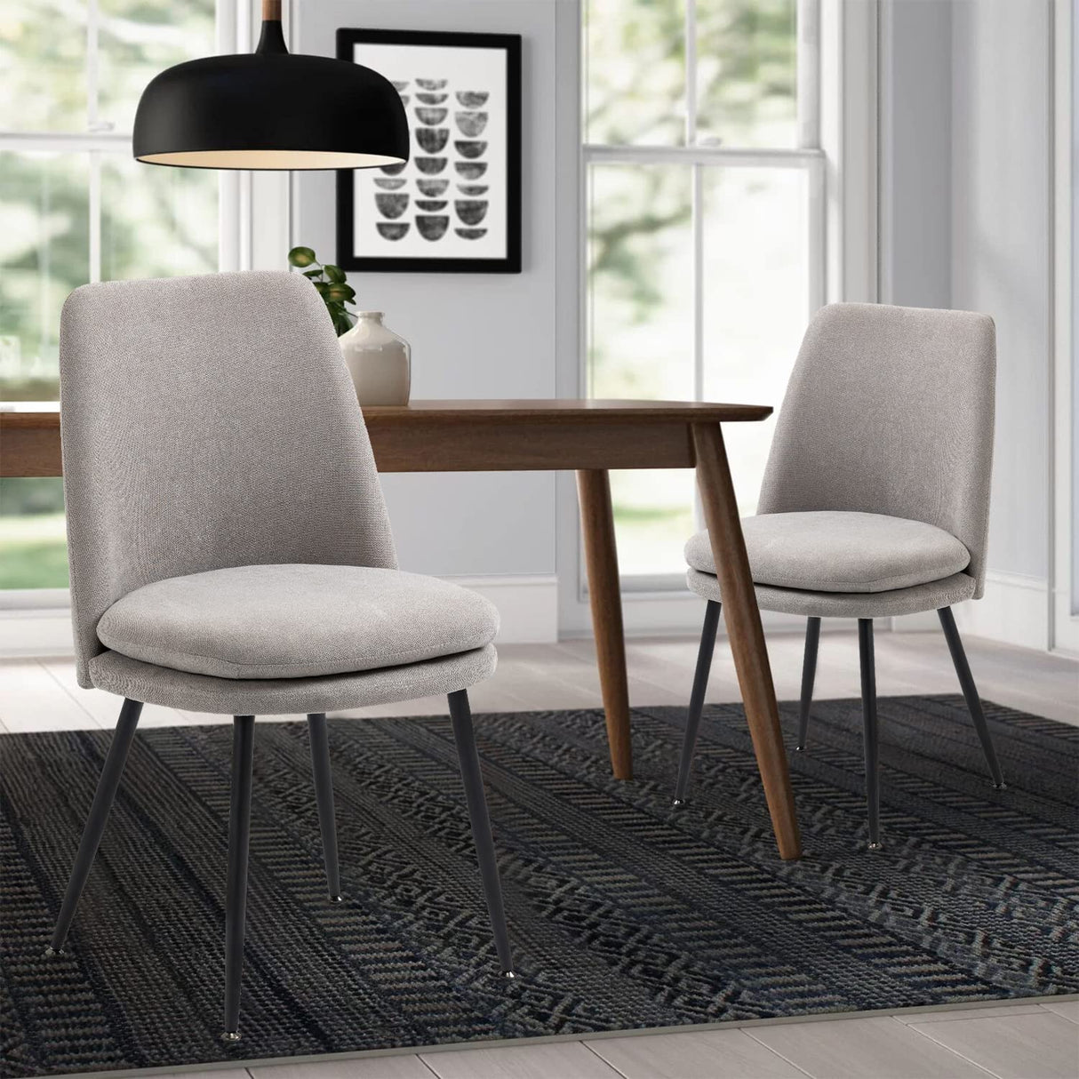 Modern Upholstered Dining Chairs Set of 2 with Seat Cushion