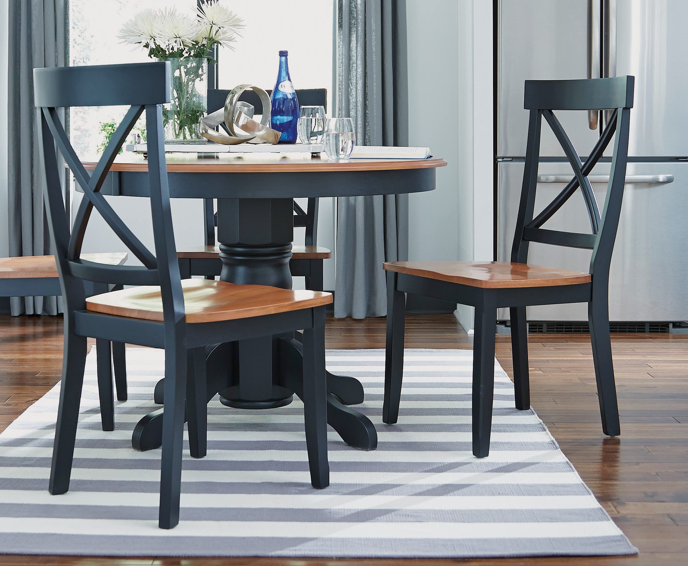 Classic Black and Oak Pair of Dining Chairs