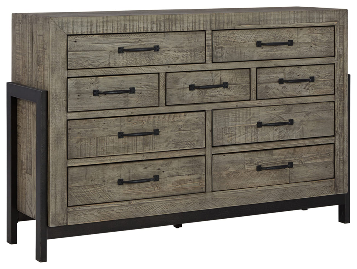 Brennagan Modern Vintage 9 Drawer Dresser, Grayish Brown