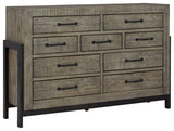 Brennagan Modern Vintage 9 Drawer Dresser, Grayish Brown