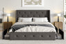 Queen Platform Upholstered Bed Frame with 4 Storage Drawers