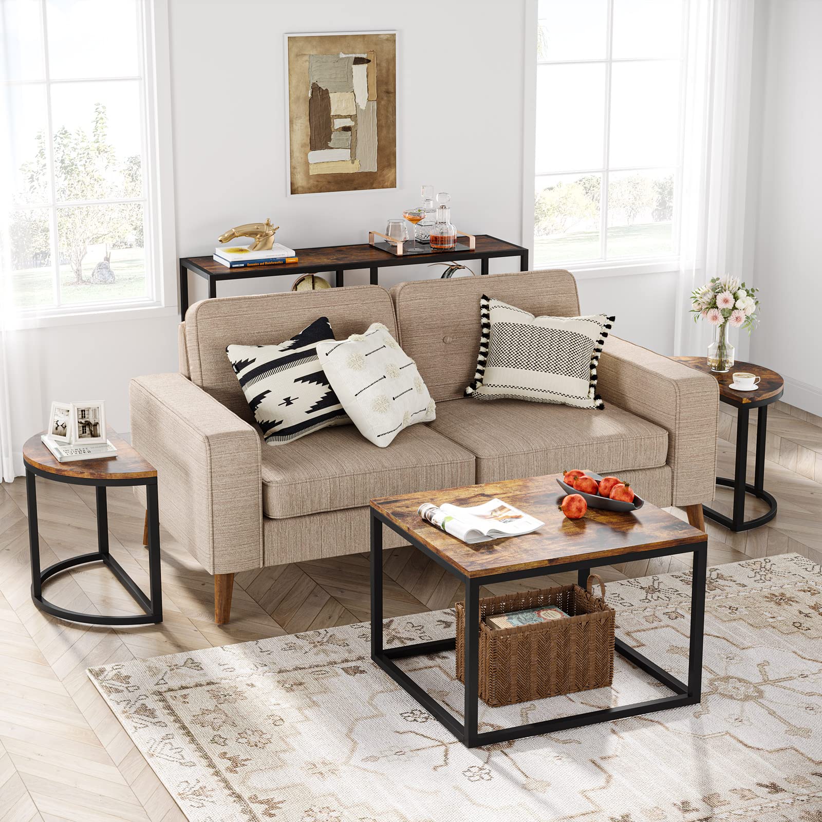 , Grand 47" Mid-Century 3 in1 Multi-Functional Detachable Oval Coffee Table