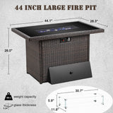 Propane Fire Pit Table,44 Inch 55000 BTU Gas Fire Pit with Glass Wind Guard