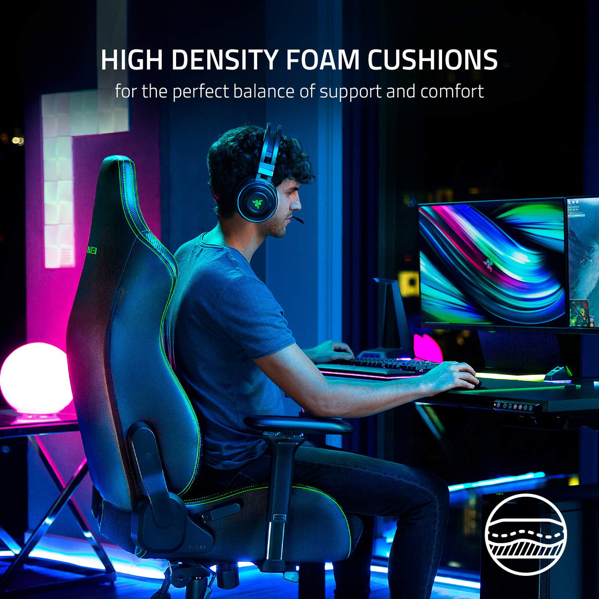 Iskur XL Gaming Chair: Ergonomic Lumbar Support System - Multi-Layered Synthetic Leather Foam Cushions