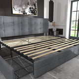 Upholstered King Size Platform Bed Frame