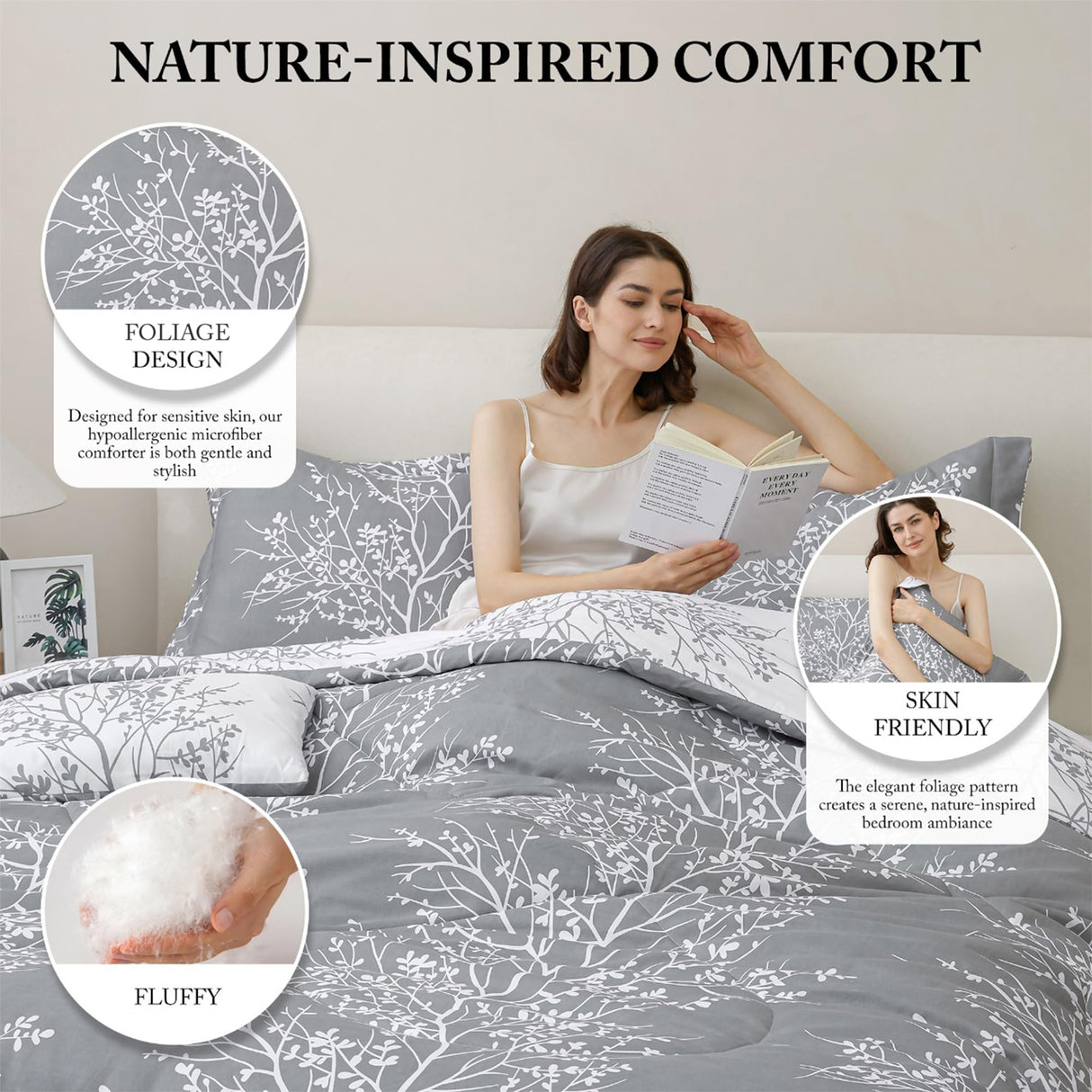 5 pcs Twin Comforter Set - Cozy Deep Sleep Microfiber Bedding Comforter Sets