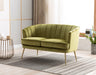 Contemporary Velvet Loveseat Chair with Gold-Finished Metal Legs, 2-Seat Sofa