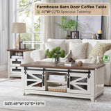 48'' Coffee Table with Storage & Sliding Barn Doors