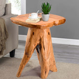 Mushroom Side Table, 18.9 inch Tall Live Edge Wood Stool