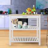 Solid Hardwood Top, Natural/White, 40" W (373-91) Kitchen Island