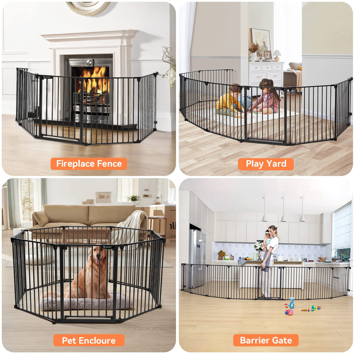 Baby Gate Extra Wide, Dog Gate Pet Gate for House Stairs Doorways Fireplace