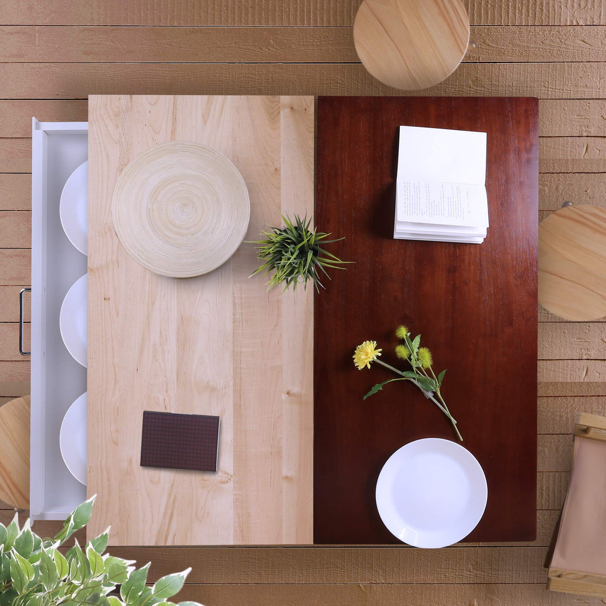 Solid Hardwood Top, Natural/White, 40" W (373-91) Kitchen Island