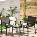 3 Pieces Patio Furniture Outdoor Bistro Set Textilene Fabric Chairs