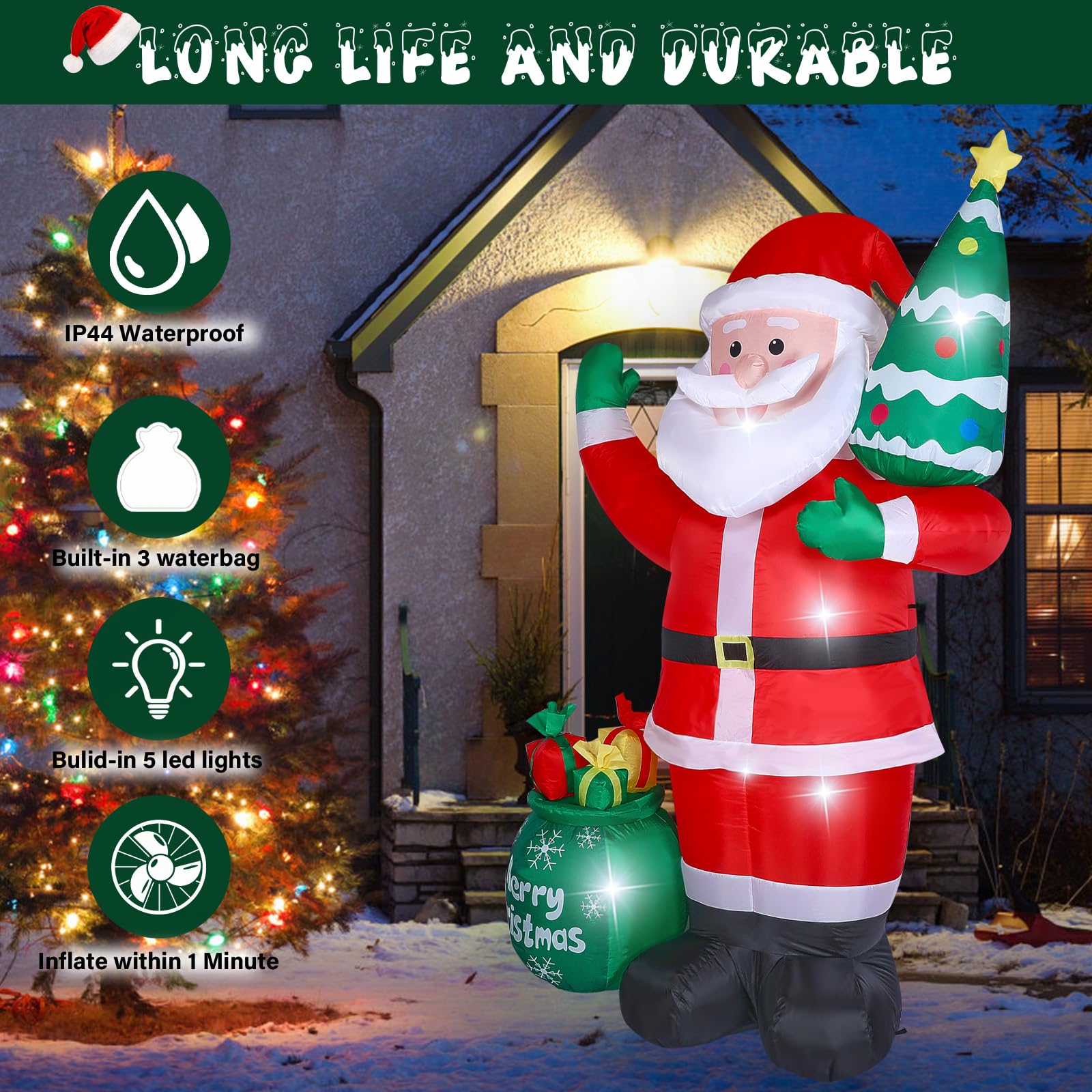 8 FT Christmas Inflatables Outdoor Decorations