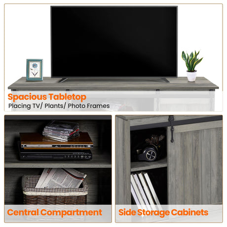 Farmhouse TV Stand wih Storage, 58" Entertainment Center