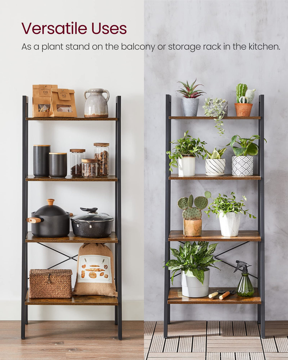 Ladder Shelf, 4-Tier Bookshelf, Storage Rack