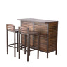 Leni Indoor Acacia Bar Set with Rustic Metal Finish Accents