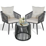 3 Piece Patio Bistro Set, Outdoor Wicker Balcony Furniture