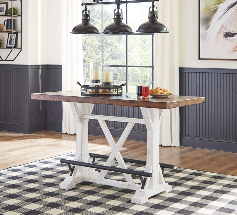 Valebeck Rustic Farmhouse 36" Counter Height Dining Table, Brown & White