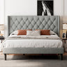 King Size Bed Frame with Wingback, Upholstered Platform Bed