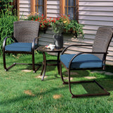 2-Piece Dining Wicker Chair Outdoor Conversation Set with Cushions