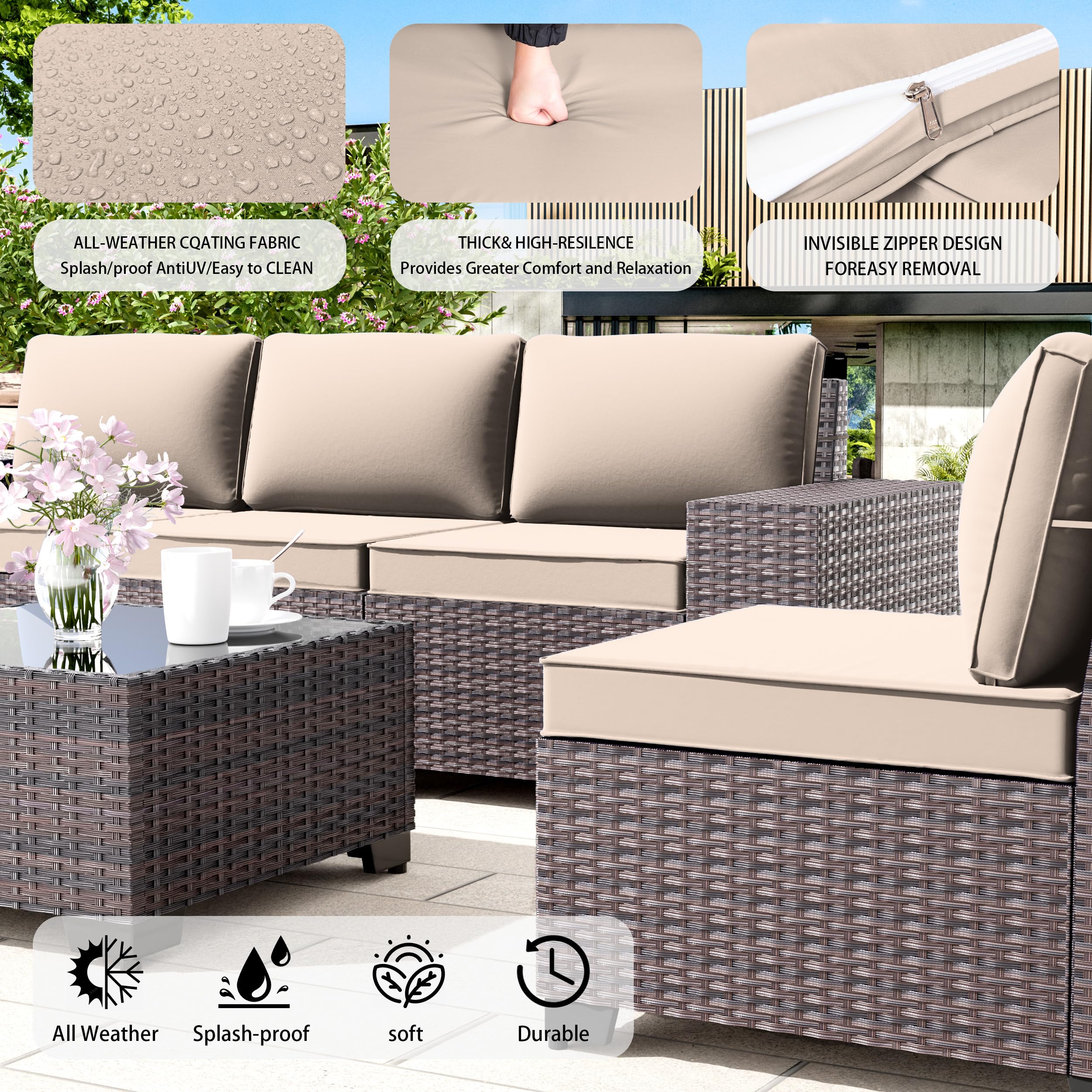 Outdoor Patio Furniture Set with Propane Fire Pit Table
