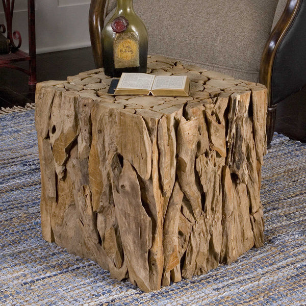 19" High Reclaimed Teak Wood Bunching Cube Table