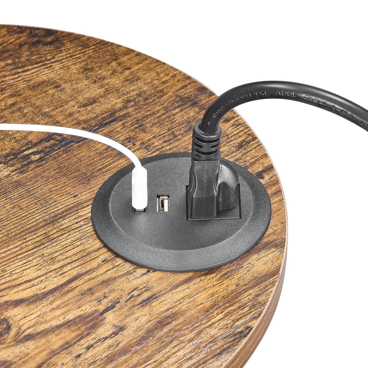 Round End Table with Charging Station