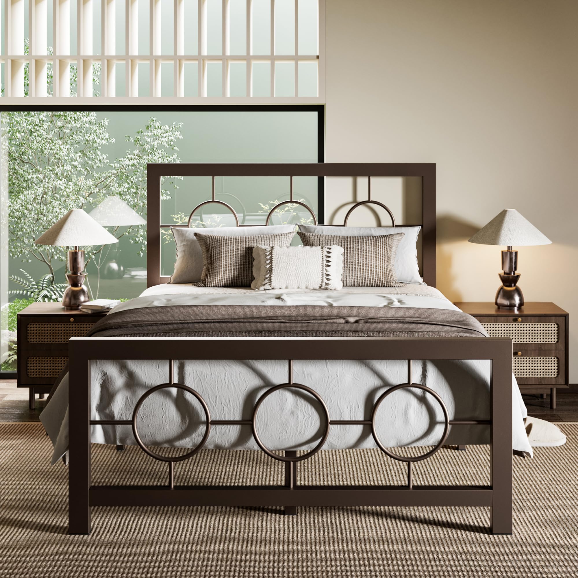 Twin Size Metal Platform Bed Frame with Modern and Vintage