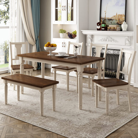 Piece Kitchen Dining Set for 6, Farmhouse Rustic