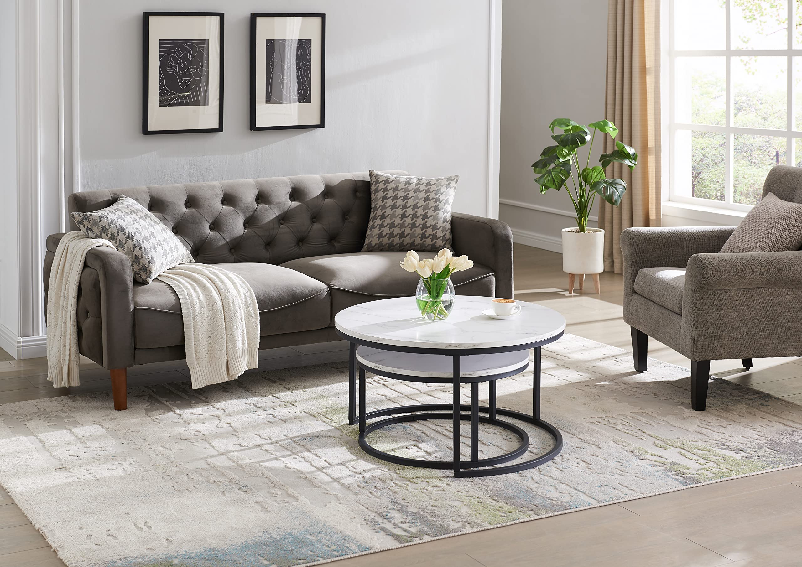 Modern Nesting Coffee Table Set of 2 for Living Room