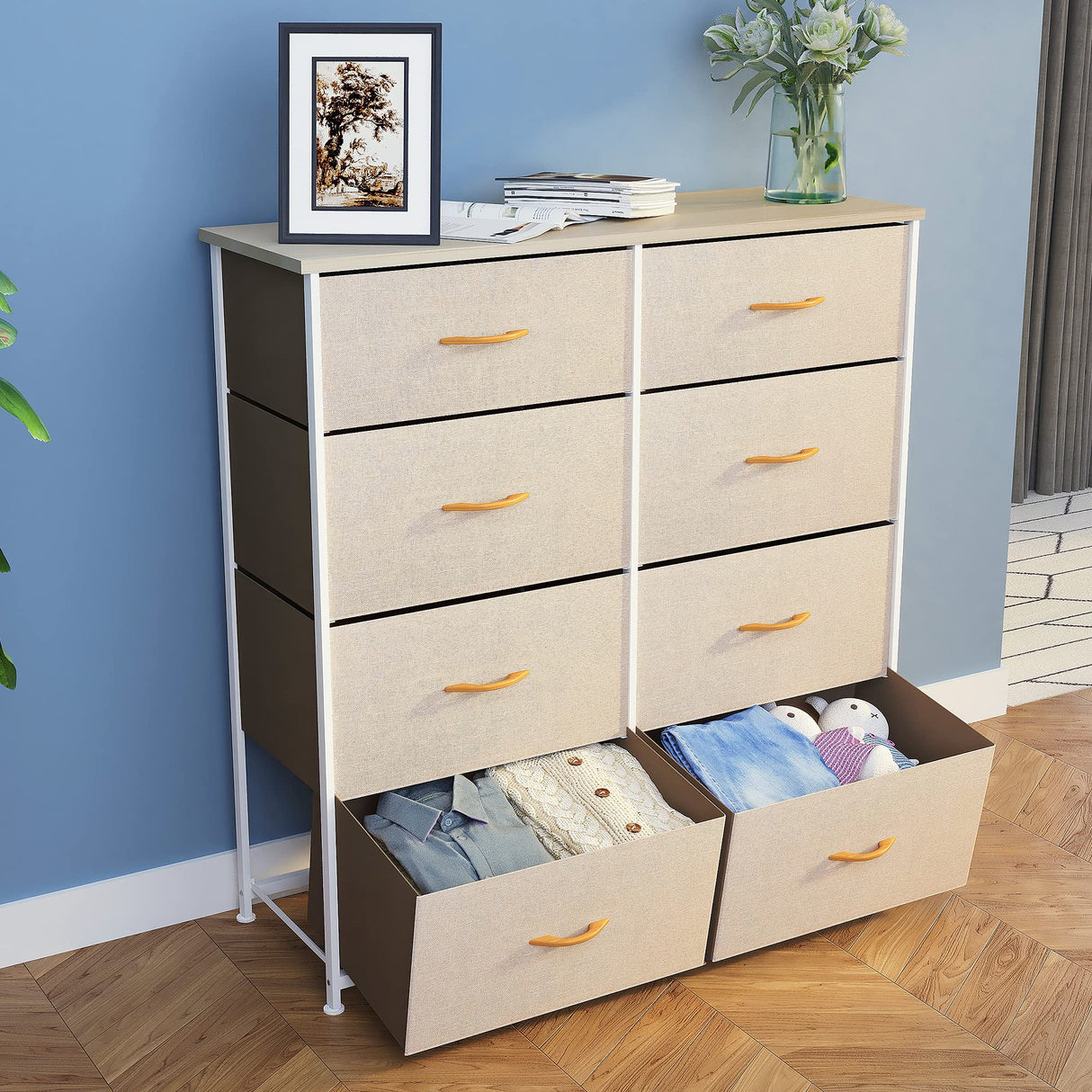 Dresser for Bedroom, Tall Dresser with 8 Drawers