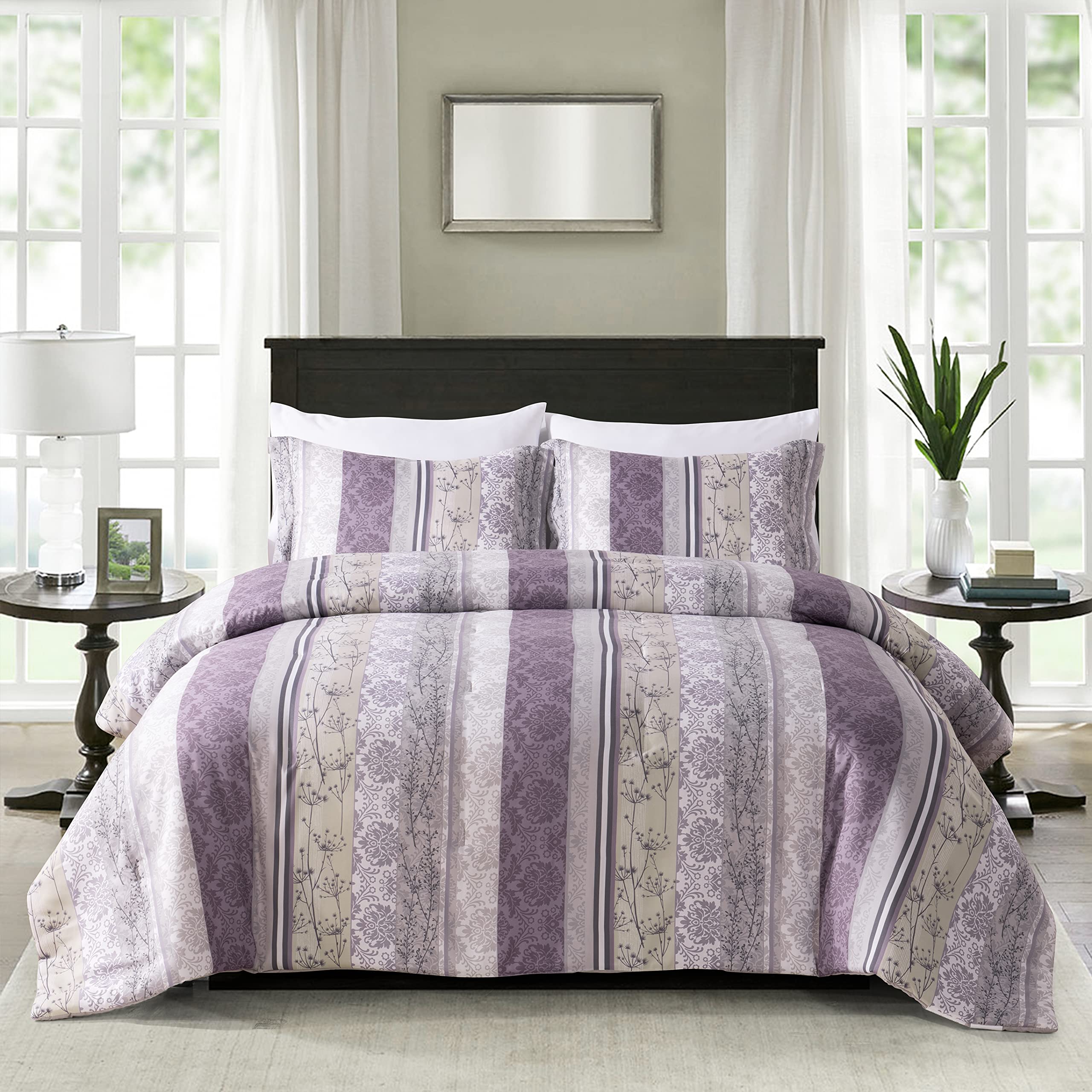 Soft Brushed Microfiber Comforter Set, 7 Pieces Queen, with Light Weight Soft Poly Fill