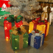 Set of 4 Christmas Lighted Gift Boxes Decorations