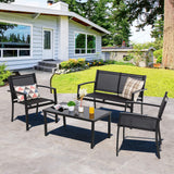 4 Pieces Patio Furniture Set All Weather Textile Fabric Outdoor Conversation Set