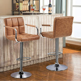 Modern Bar Stools Set of 2 Swivel Kitchen Stool Height Adjustable Square Counter Stool