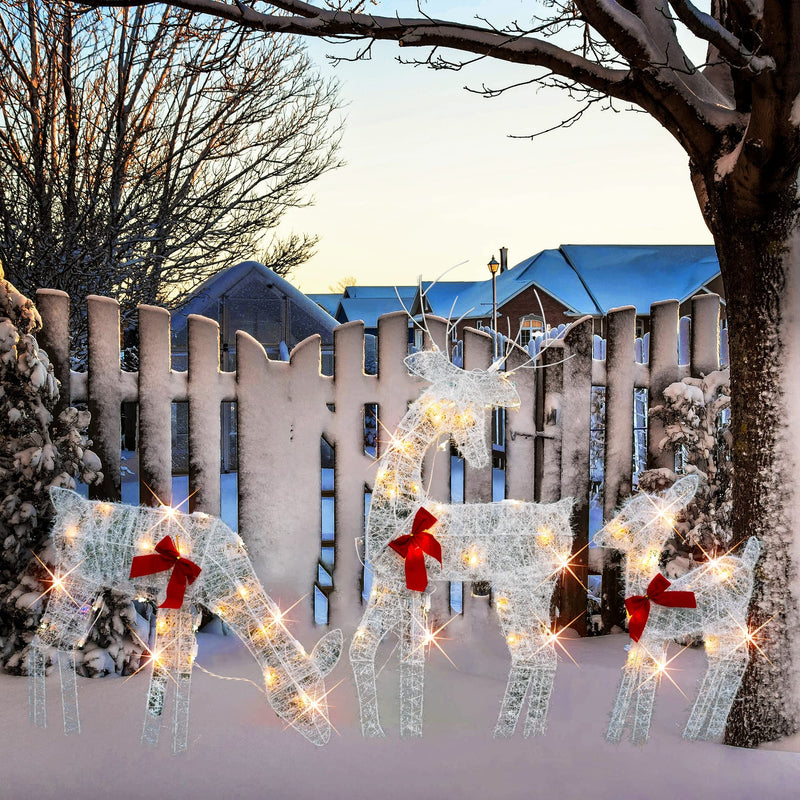 Christmas Decoration Outdoor 60 Light Up Deer Family, 3-Piece Set 2D Waterproof