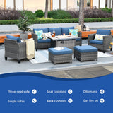 Back Outdoor Wicker Rattan Patio Sofa Sectional Set