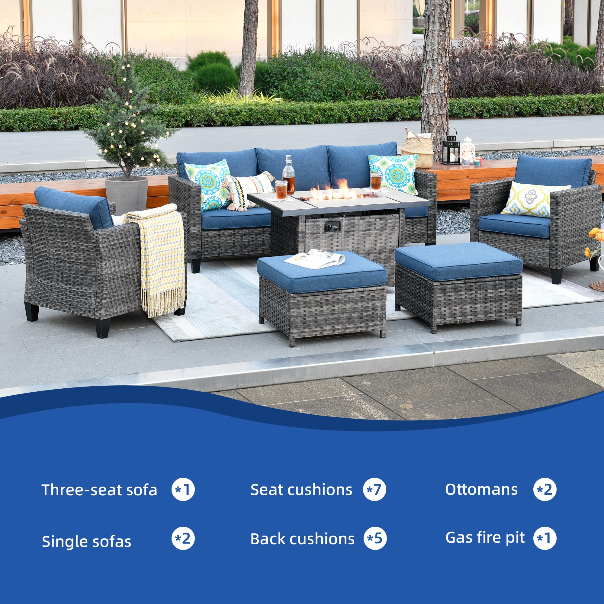 Back Outdoor Wicker Rattan Patio Sofa Sectional Set