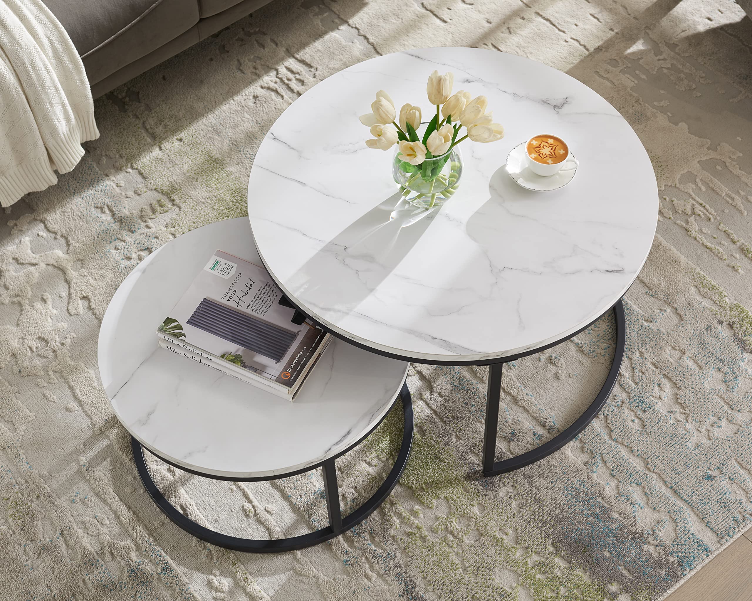 Modern Nesting Coffee Table Set of 2 for Living Room