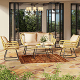 4-Piece Patio Furniture Wicker Outdoor Bistro Set