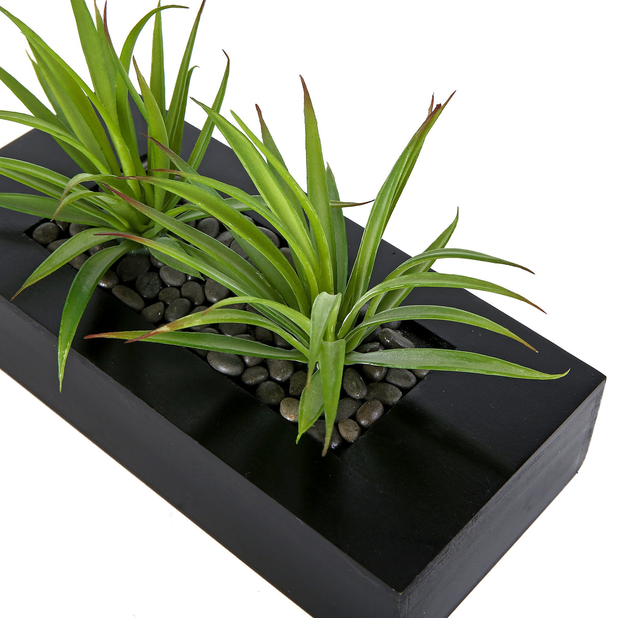 10-inch Artificial Green Grass Plants in Decorative Black