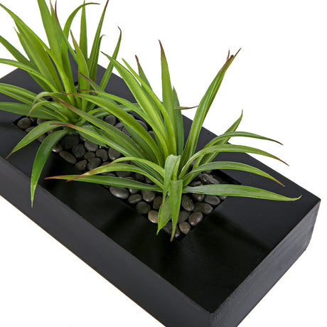 10-inch Artificial Green Grass Plants in Decorative Black