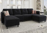 U Shaped Sectional Couch Velvet 4 Seater Sofa