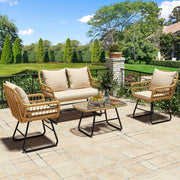 4-Piece Patio Furniture Wicker Outdoor Bistro Set