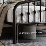 Queen Size Metal Bed Frame with Headboard and Footboard, Steel Slat Support